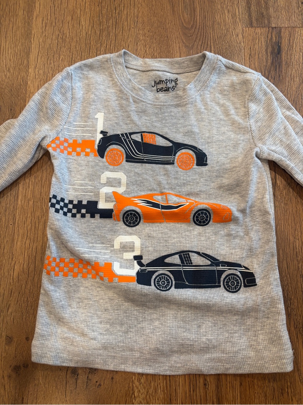 jumping beans Gray Long Sleeve Tee with Orange & Navy Race Cars